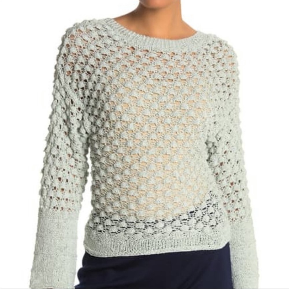 Theory Lace Crotchet Open Stitch Pullover Sweater
